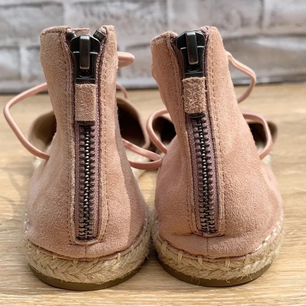 Eileen Fisher Suede Espadrilles Shoes 10 Zippered Jute D'Orsay Lee